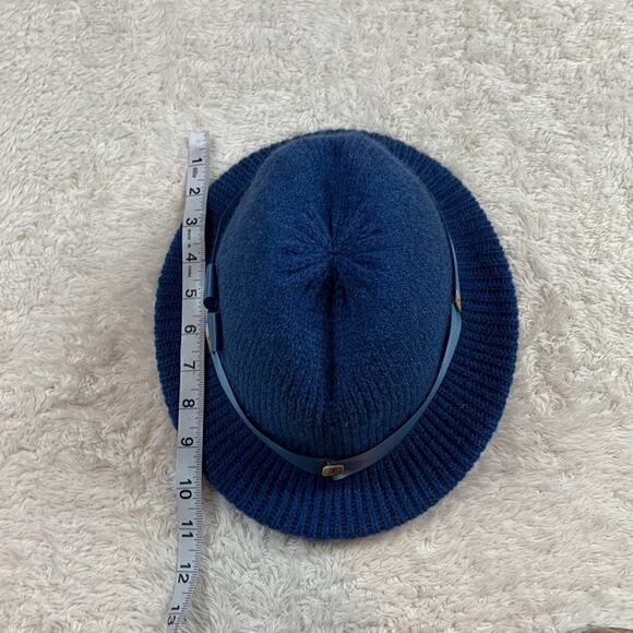 Vintage woven blue womens ribbon and button fedora - Picture 13 of 16